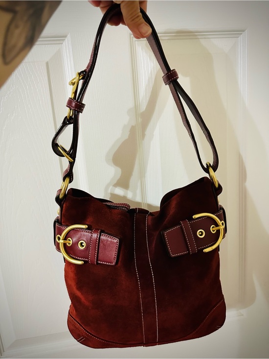 Coach Handbags - Coach Soho.. Suede Leather Shoulder Bag in Deep Burgundy.